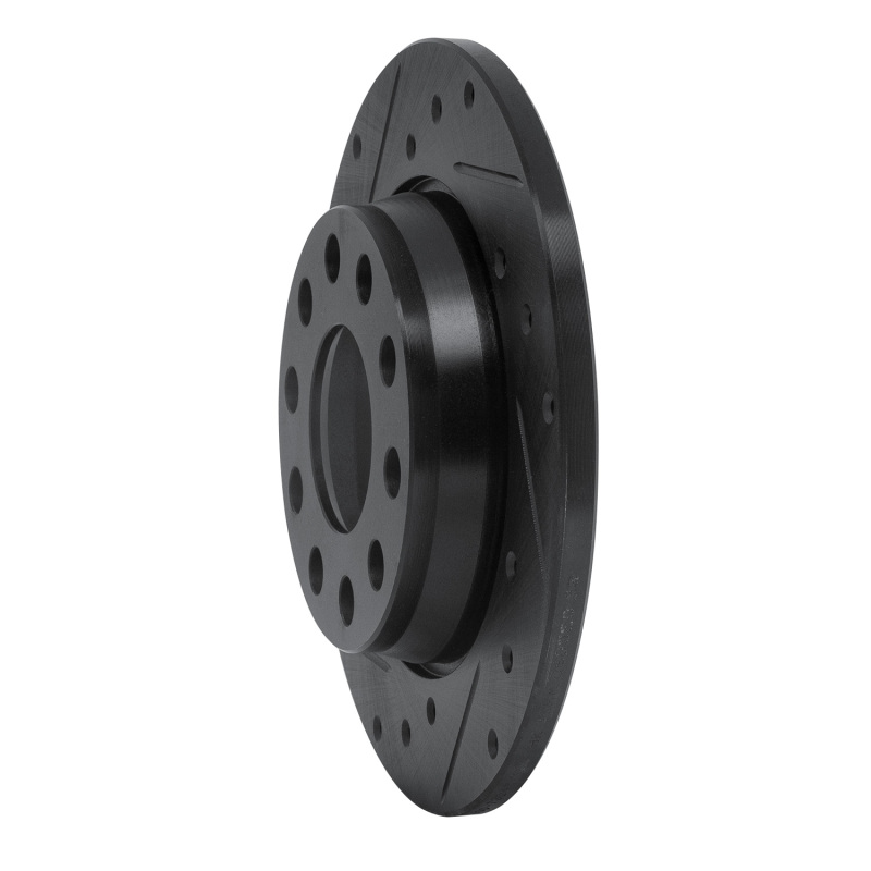 Audi A4 Brake Rotor (1) - Rear Left - R1 Concepts - Drilled & Slotted - Black - `00-`08